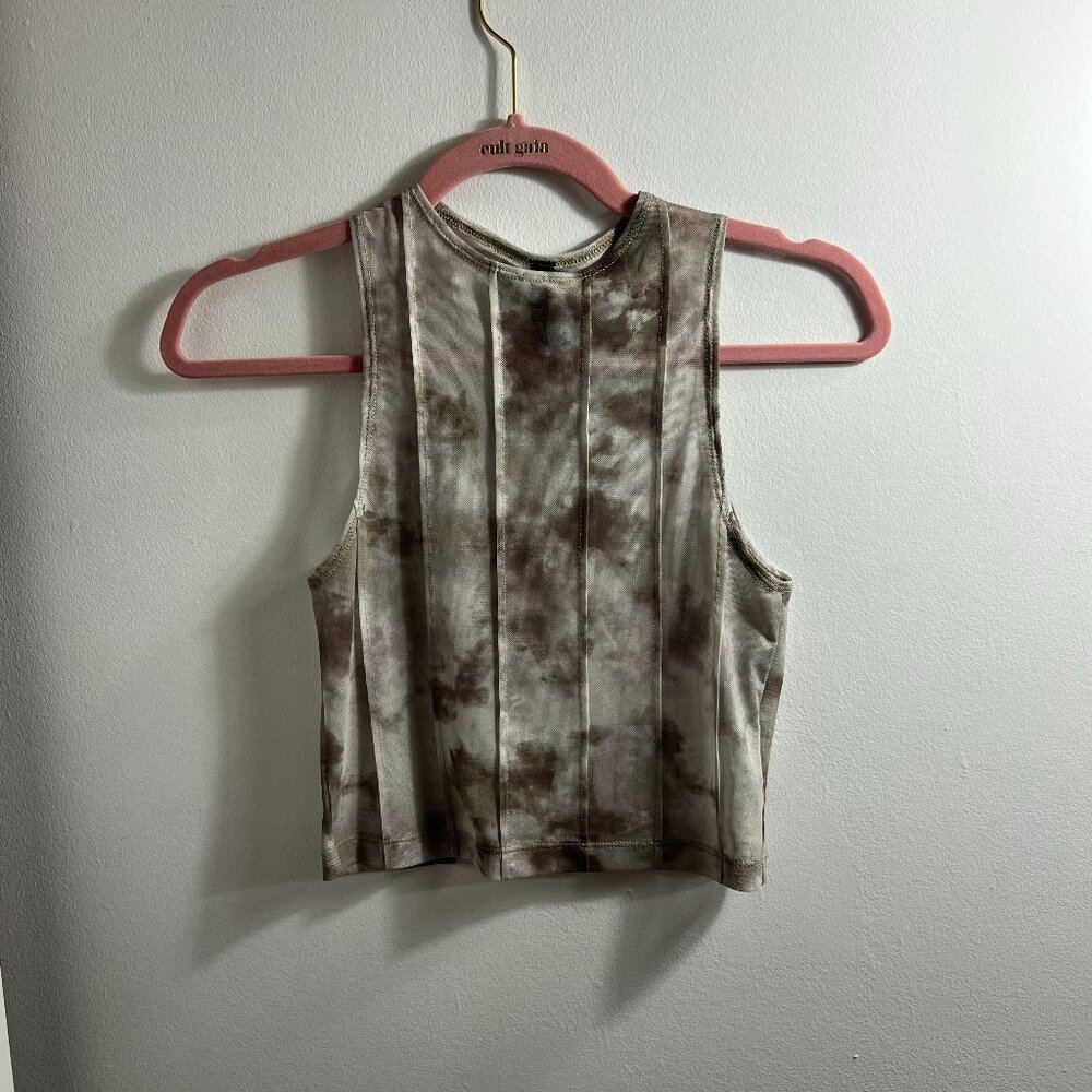 NWOT Motel Rocks Mesh Tie Dye Crop Tank S